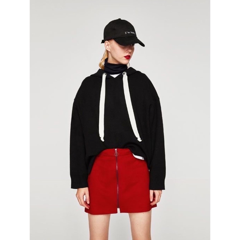Zara | Faux Suede Front Zip Mini Skirt
